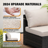 JOYURE Outdoor 5-Piece Wicker L-Shaped Corner, Beige