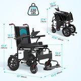 Kepane Folding Electric Wheelchair: 15-Mile Range, 500W Motor, Puncture-Resistant Tires, All-Terrain Use, Easy to Operate, Lightweight and Portable for Travel and Transportation