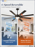 Zardon 72 inch Large Ceiling Fan with Light and Remote, Indoor Black Modern Ceiling Fan, 6 Speed