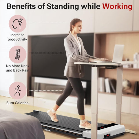 Kepane 2.5Hp Walking Pad, Walking Area 2 in 1 Under Desk Treadmill,300lb Walking Treadmill with Remote Control and LED Display, Quiet, Compact & Small Treadmill White