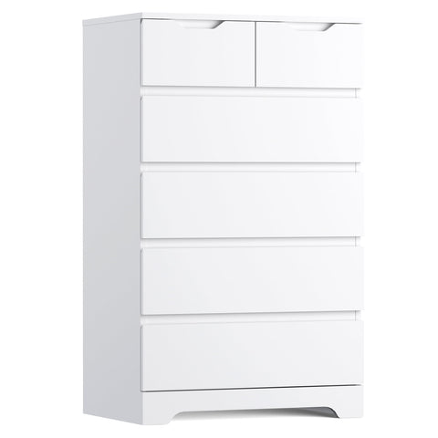 Eunon 6 White Drawer Dresser, Wood Storage Chest Organizers ,Chests of Drawers with Large Organizer for Bedroom Living Room