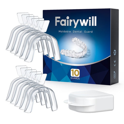 Fairywill Mouth Guard for Grinding Teeth,10pcs Night Guards for Teeth Grinding,Moldable Dental Night Guard to Prevent Bruxism,Teeth Whitening Trays,Pro Dental Guard for Moldable,10 Packs