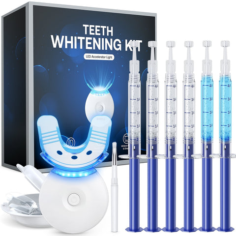 Fairywill Super Whitening Kit for Sensitive Teeth,10Mins Fast Whitening with LED Accelerator light, 4*3ml Whitening Gel and 2*3ml Anti-Sensitive Gel, Safe and Fast and Gentle Teeth Whitening