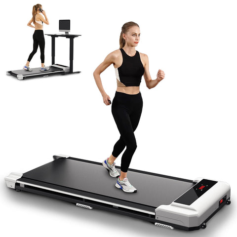 Kepane 2.5Hp Walking Pad, Walking Area 2 in 1 Under Desk Treadmill,300lb Walking Treadmill with Remote Control and LED Display, Quiet, Compact & Small Treadmill White