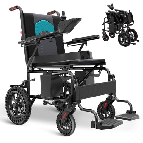 Kepane Folding Electric Wheelchair: 15-Mile Range, 500W Motor, Puncture-Resistant Tires, All-Terrain Use, Easy to Operate, Lightweight and Portable for Travel and Transportation