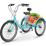 Lilypelle Adult Tricycles 7 Speed 20/24/26 Inch Three Wheel Bike Cruiser Trike with Low-Step Through Frame/Large Basket for Men, Women, Seniors