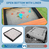 Kids Outdoor Sandbox Wooden Sand Pit with Foldable Picnic Table