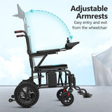 Kepane Folding Electric Wheelchair: 15-Mile Range, 500W Motor, Puncture-Resistant Tires, All-Terrain Use, Easy to Operate, Lightweight and Portable for Travel and Transportation