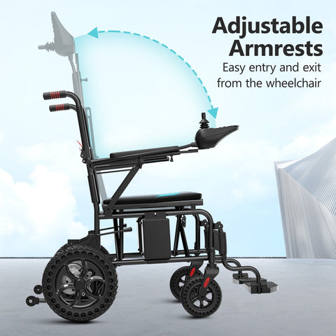 Kepane Folding Electric Wheelchair: 15-Mile Range, 500W Motor, Puncture-Resistant Tires, All-Terrain Use, Easy to Operate, Lightweight and Portable for Travel and Transportation