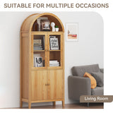 Eunon Tall Arched Storage Display Cabinet,Arched Storage Cabinet with Doors Retro Oak